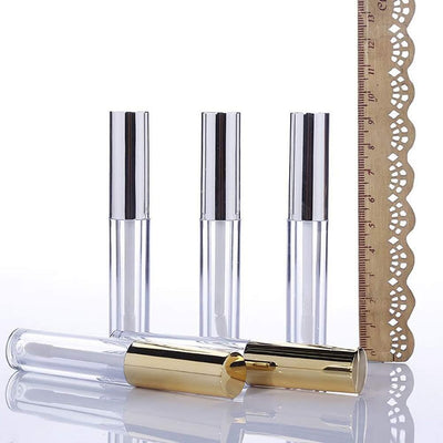 5 Pcs 10Ml Empty Refillable Clear Lip Gloss Tubes Containers with Wand Lip Balm Bottle Container Golden