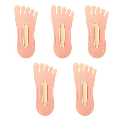 5Pairs Women Socks with Fingers Breathable Summer Ultra-Thin Transparent Sock Invisible Elastic Boat Socks Comfortable Boat Sox