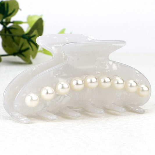 Pearl Hair Claw Clips White Acrylic Hair Clip Banana Barrettes Bride Claw Clip Styling Hair Accessories for Women Girls