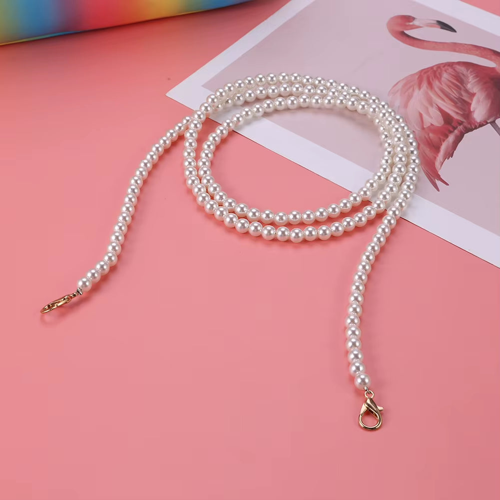 100/120Cm Pearl Strap for Bags Handbag Handles DIY Purse Replacement Long Beaded Chain for Shoulder Bag Straps Pearl Belt