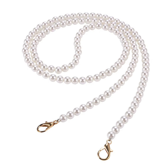 100/120Cm Pearl Strap for Bags Handbag Handles DIY Purse Replacement Long Beaded Chain for Shoulder Bag Straps Pearl Belt