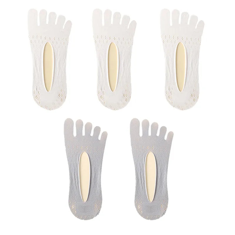 5Pairs Women Socks with Fingers Breathable Summer Ultra-Thin Transparent Sock Invisible Elastic Boat Socks Comfortable Boat Sox