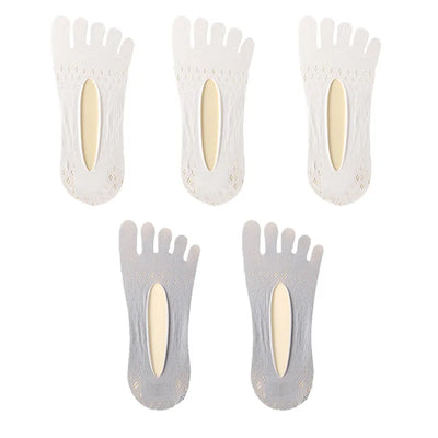 5Pairs Women Socks with Fingers Breathable Summer Ultra-Thin Transparent Sock Invisible Elastic Boat Socks Comfortable Boat Sox