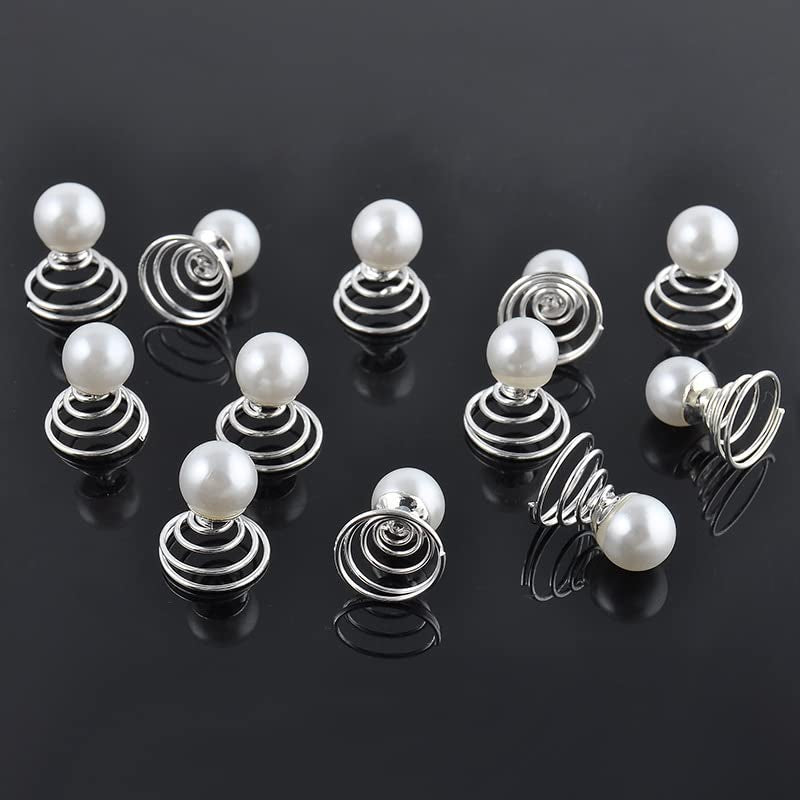 60 Pack Diamond Pearl Flower Hair Twister Earrings Set Screw Drill Hair Clips Rod Suitable for Weddings Bridal Ball Parties and Special Occasions Suitable for Ladies Girl Party Gifts