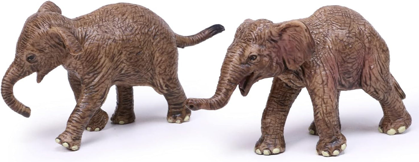 4 PCS Realistic African Elephant Family Set Figurines, 4-7" Safari Animals Figures Includes 2 Baby Elephants, Diorama Educational Toy Cake Toppers Christmas Birthday Gift for Kids Toddlers