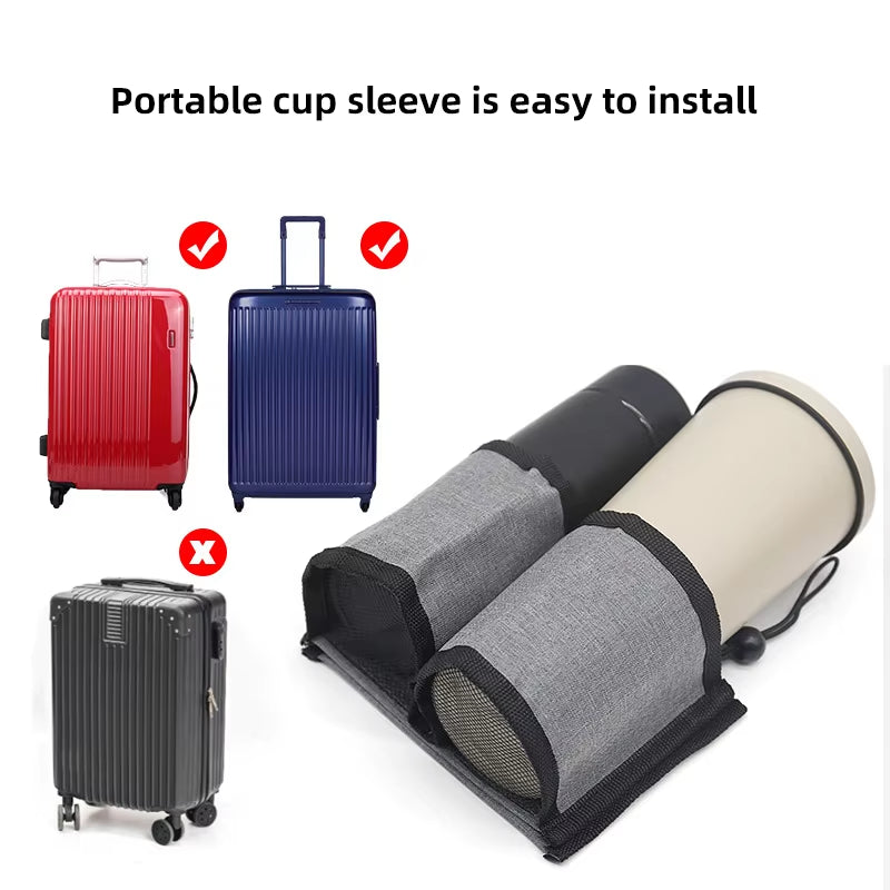 Luggage Travel Cup Holder Durable Free Hand Travel Luggage Drink Bottle Bag Travel Cup Storage Bag Fits All Suitcase Handles