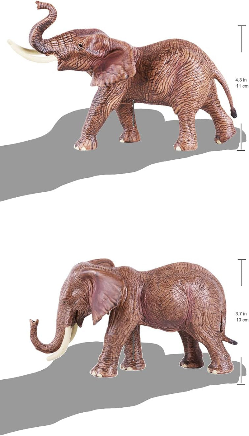 4 PCS Realistic African Elephant Family Set Figurines, 4-7" Safari Animals Figures Includes 2 Baby Elephants, Diorama Educational Toy Cake Toppers Christmas Birthday Gift for Kids Toddlers