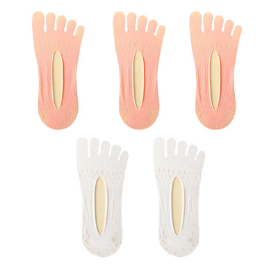 5Pairs Women Socks with Fingers Breathable Summer Ultra-Thin Transparent Sock Invisible Elastic Boat Socks Comfortable Boat Sox