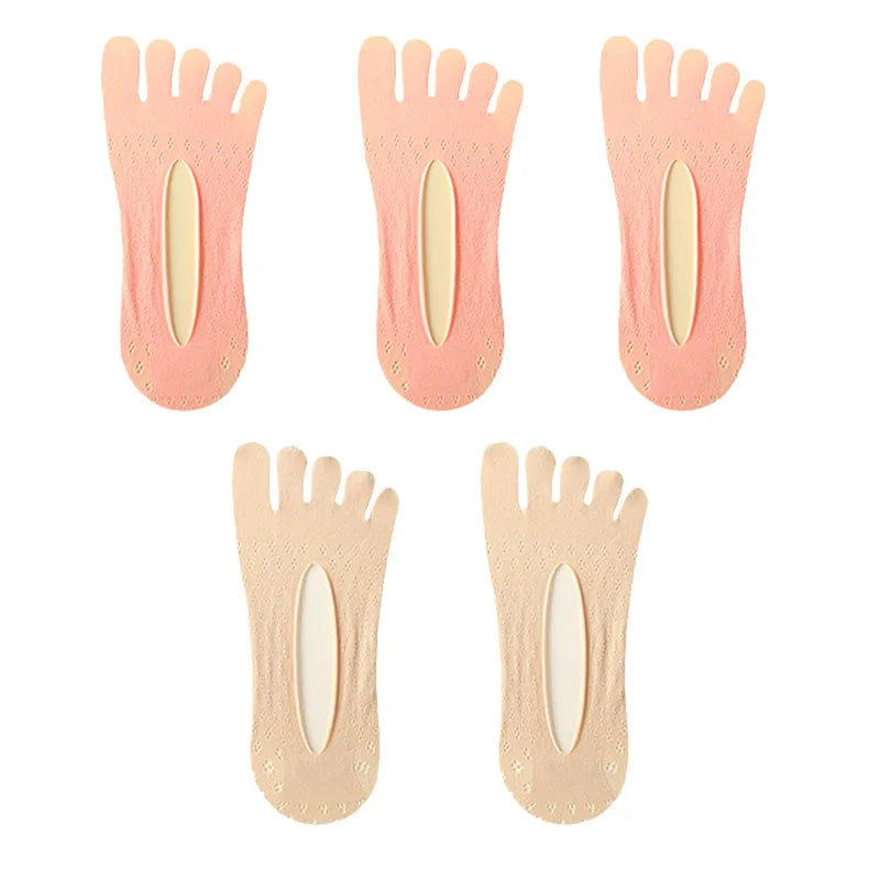 5Pairs Women Socks with Fingers Breathable Summer Ultra-Thin Transparent Sock Invisible Elastic Boat Socks Comfortable Boat Sox