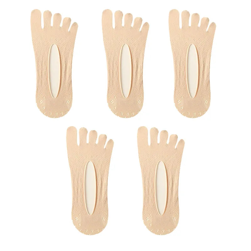 5Pairs Women Socks with Fingers Breathable Summer Ultra-Thin Transparent Sock Invisible Elastic Boat Socks Comfortable Boat Sox