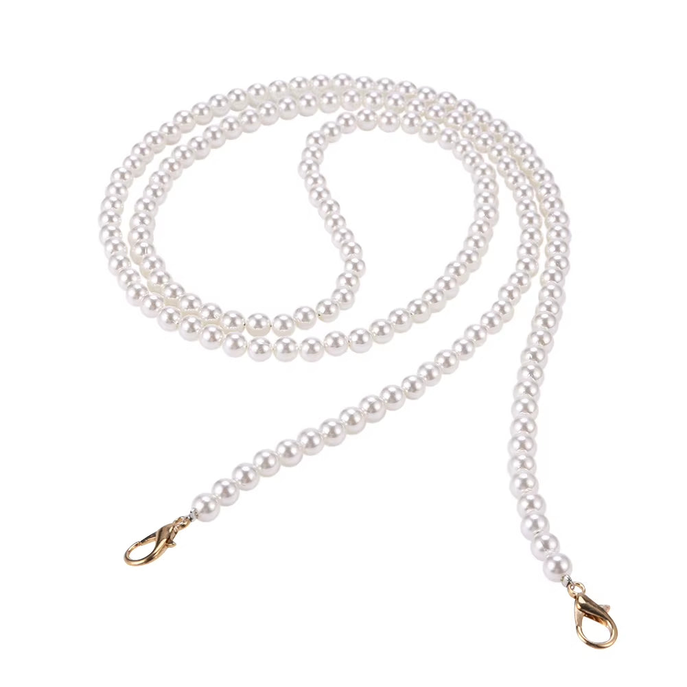 100/120Cm Pearl Strap for Bags Handbag Handles DIY Purse Replacement Long Beaded Chain for Shoulder Bag Straps Pearl Belt