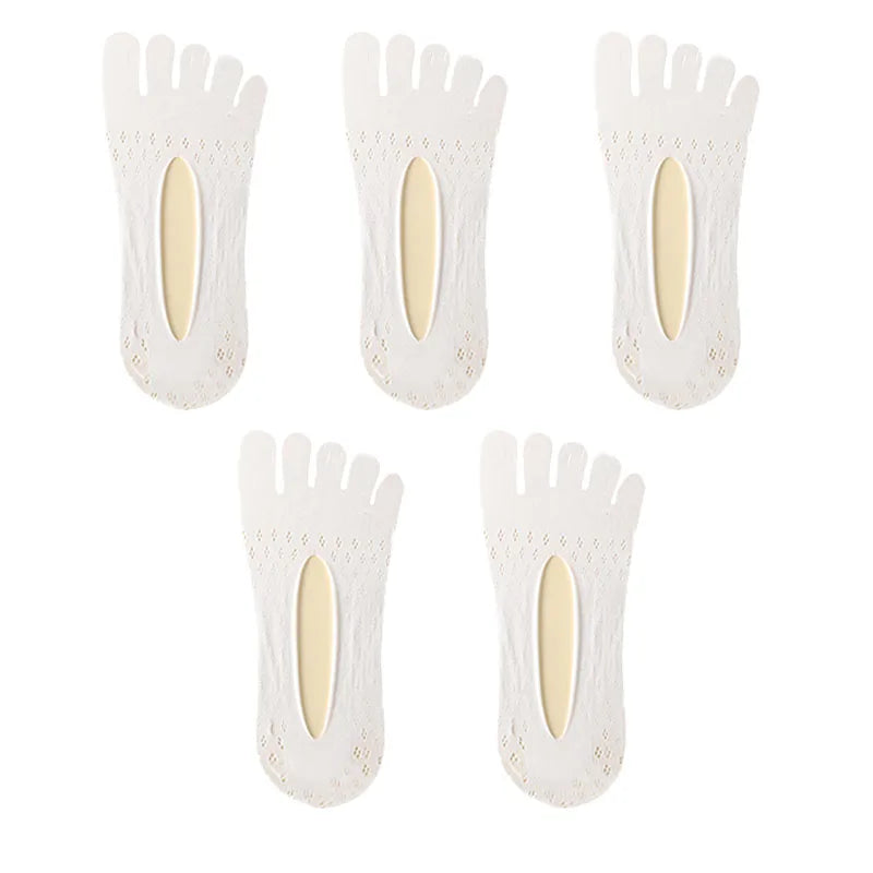 5Pairs Women Socks with Fingers Breathable Summer Ultra-Thin Transparent Sock Invisible Elastic Boat Socks Comfortable Boat Sox