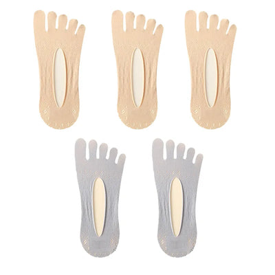 5Pairs Women Socks with Fingers Breathable Summer Ultra-Thin Transparent Sock Invisible Elastic Boat Socks Comfortable Boat Sox