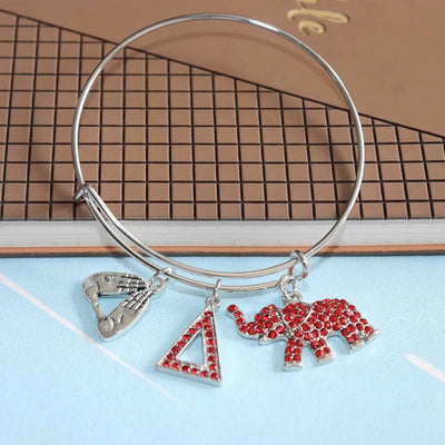 Red Crystal Elephant Delta Sigma Theta Charm Bangles