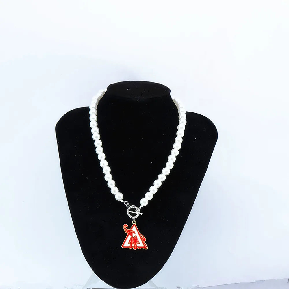 Handmade One Line Choker Statement Pearl Chain Animal Triangles Elephant Pendant Soror Delta Necklaces