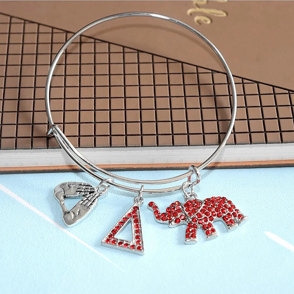 Red Crystal Elephant Delta Sigma Theta Charm Bangles