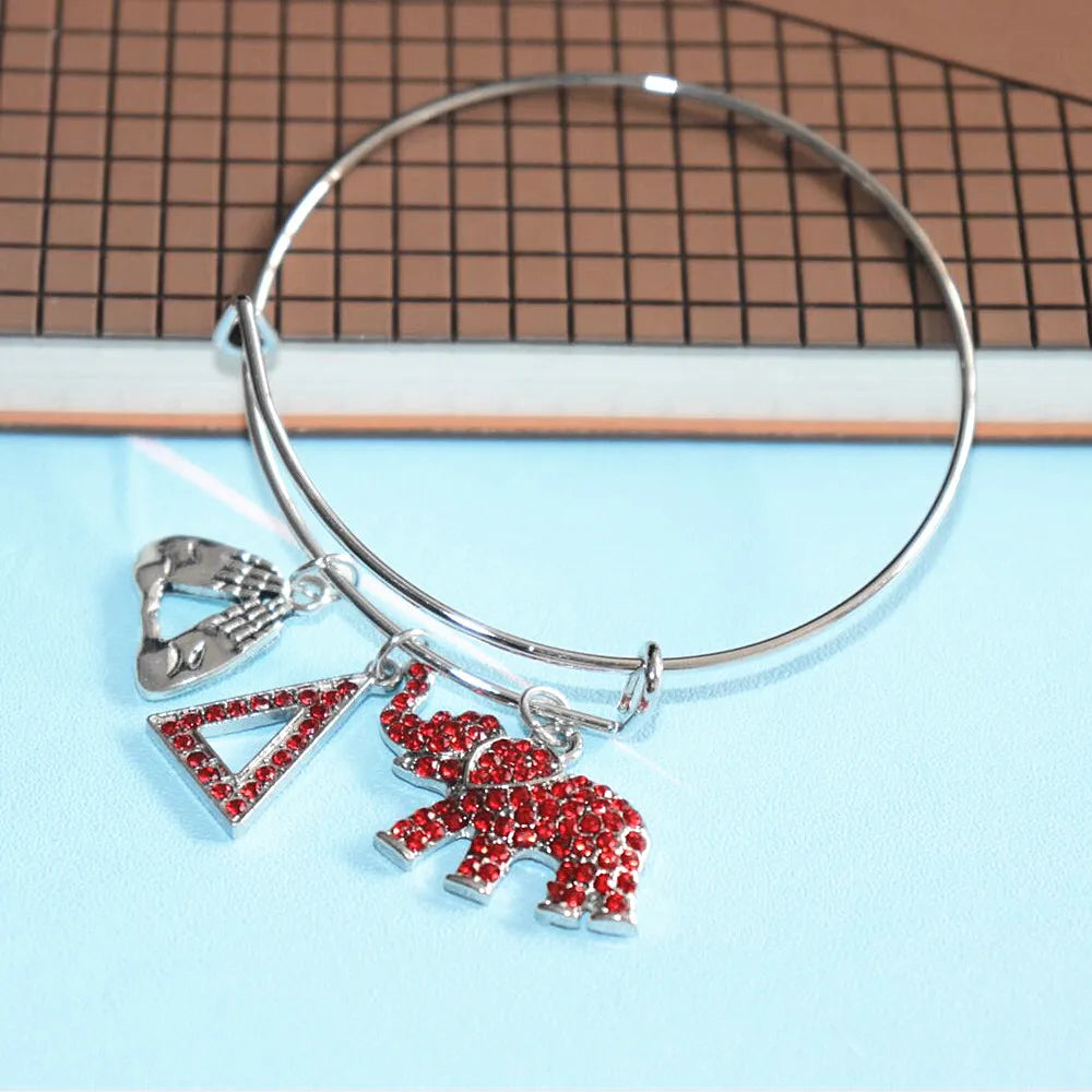 Red Crystal Elephant Delta Sigma Theta Charm Bangles