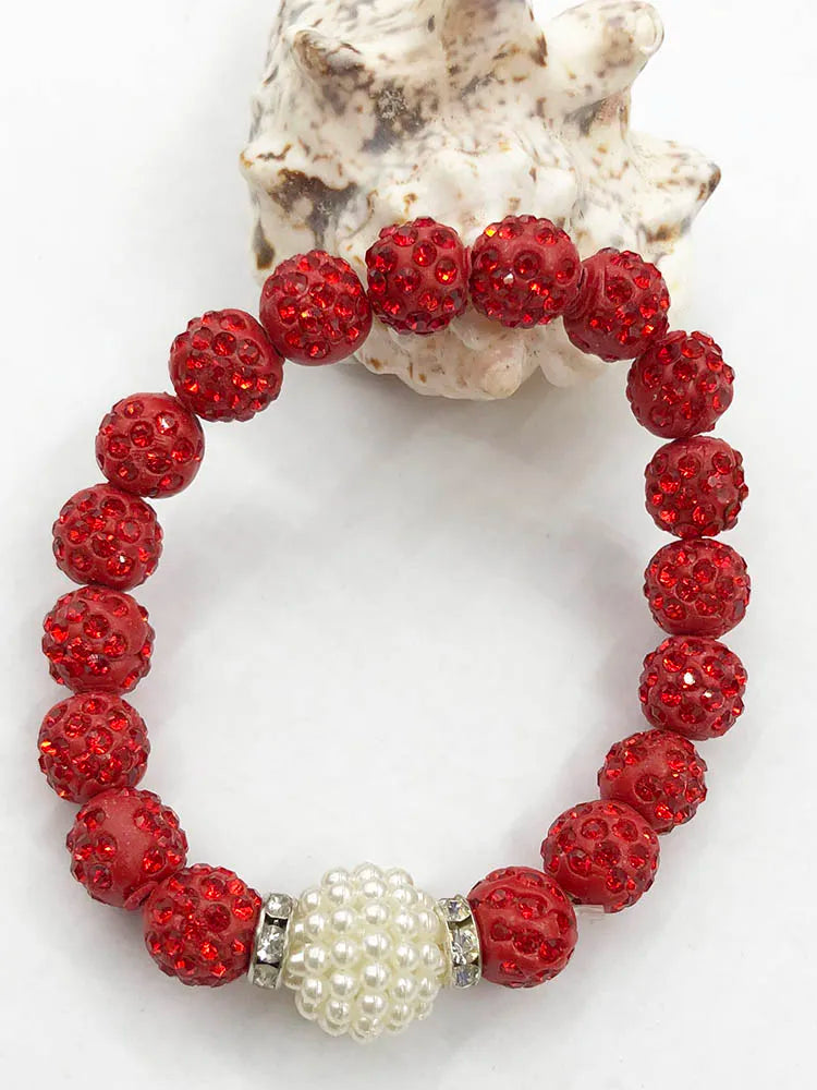 Delta Sigma Theta Disco Ball Pearl Charm Bracelet