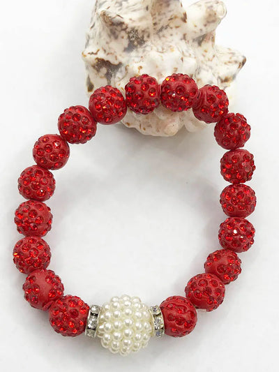 Delta Sigma Theta Disco Ball Pearl Charm Bracelet