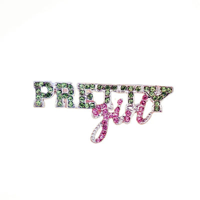 Pink and Green Diamond 'Pretty Girl' Alpha Kappa Alpha Brooch