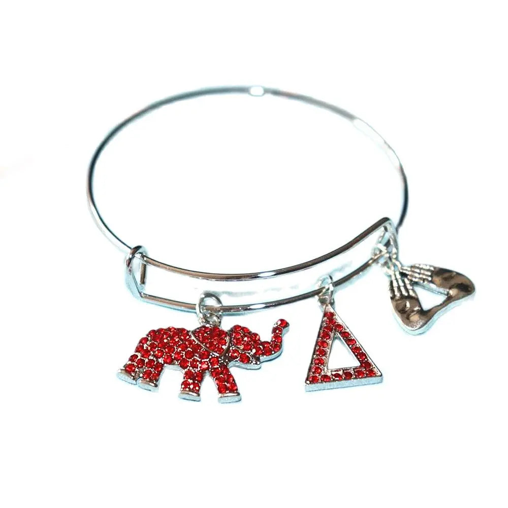 Red Crystal Elephant Delta Sigma Theta Charm Bangles