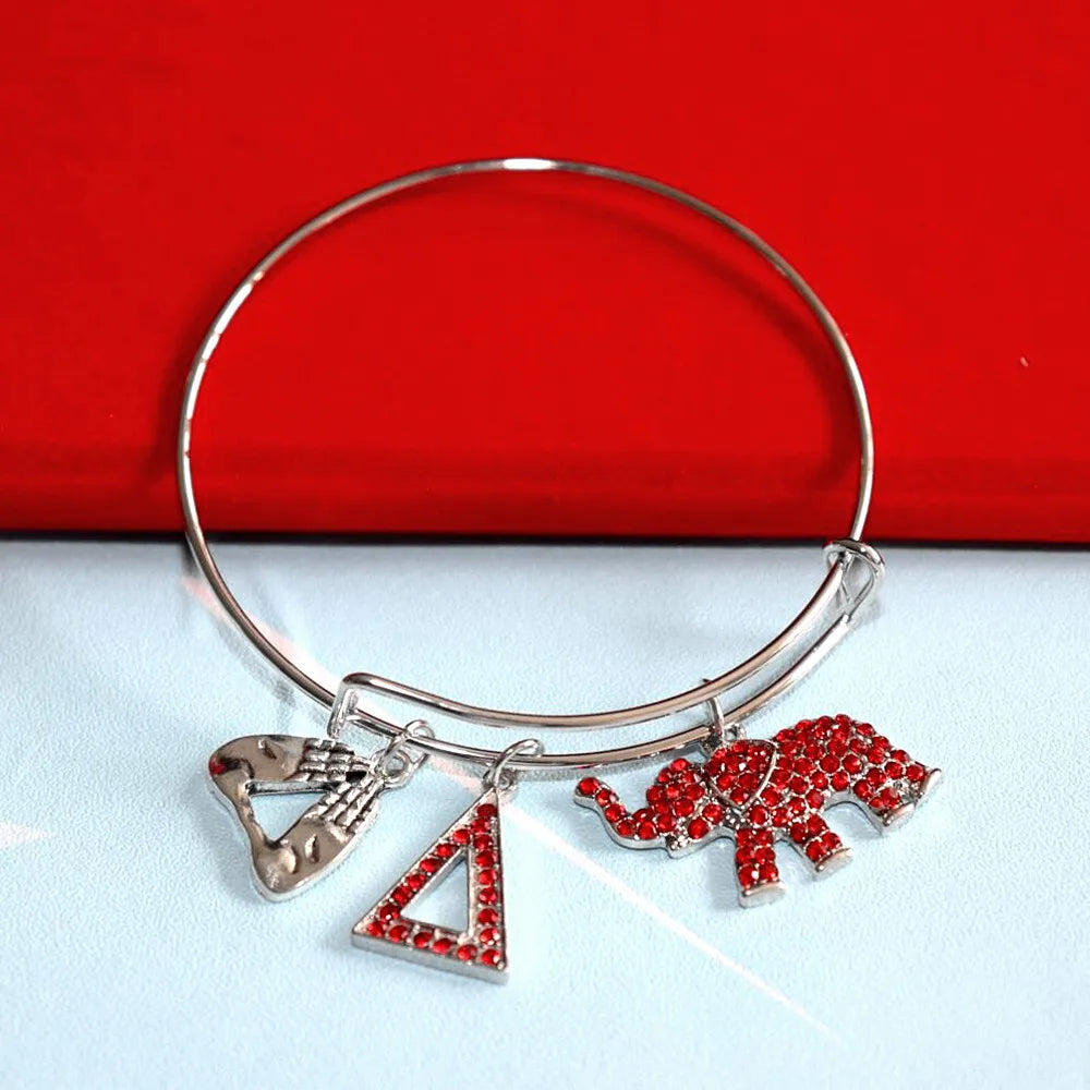 Red Crystal Elephant Delta Sigma Theta Charm Bangles