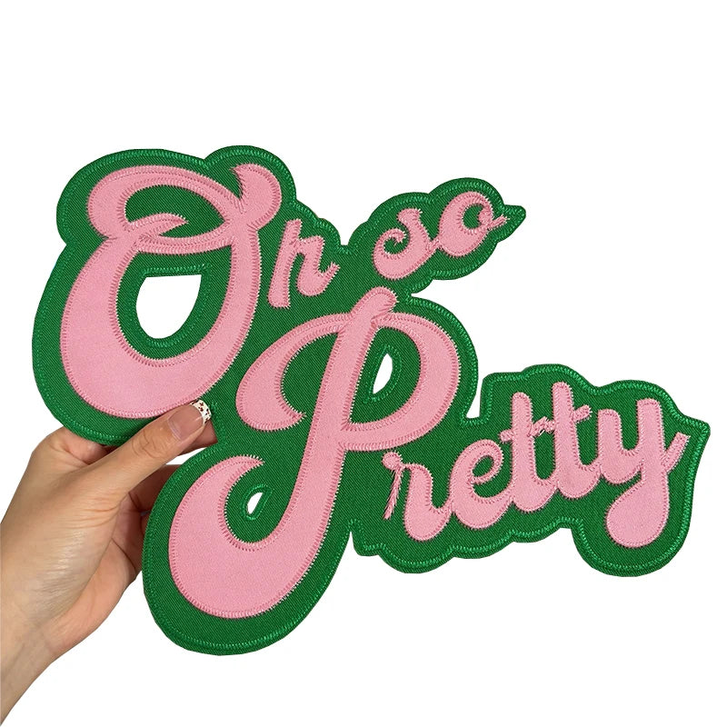 Large 'Oh So Pretty' Alpha Kappa Alpha Embroidered Iron-On Patch