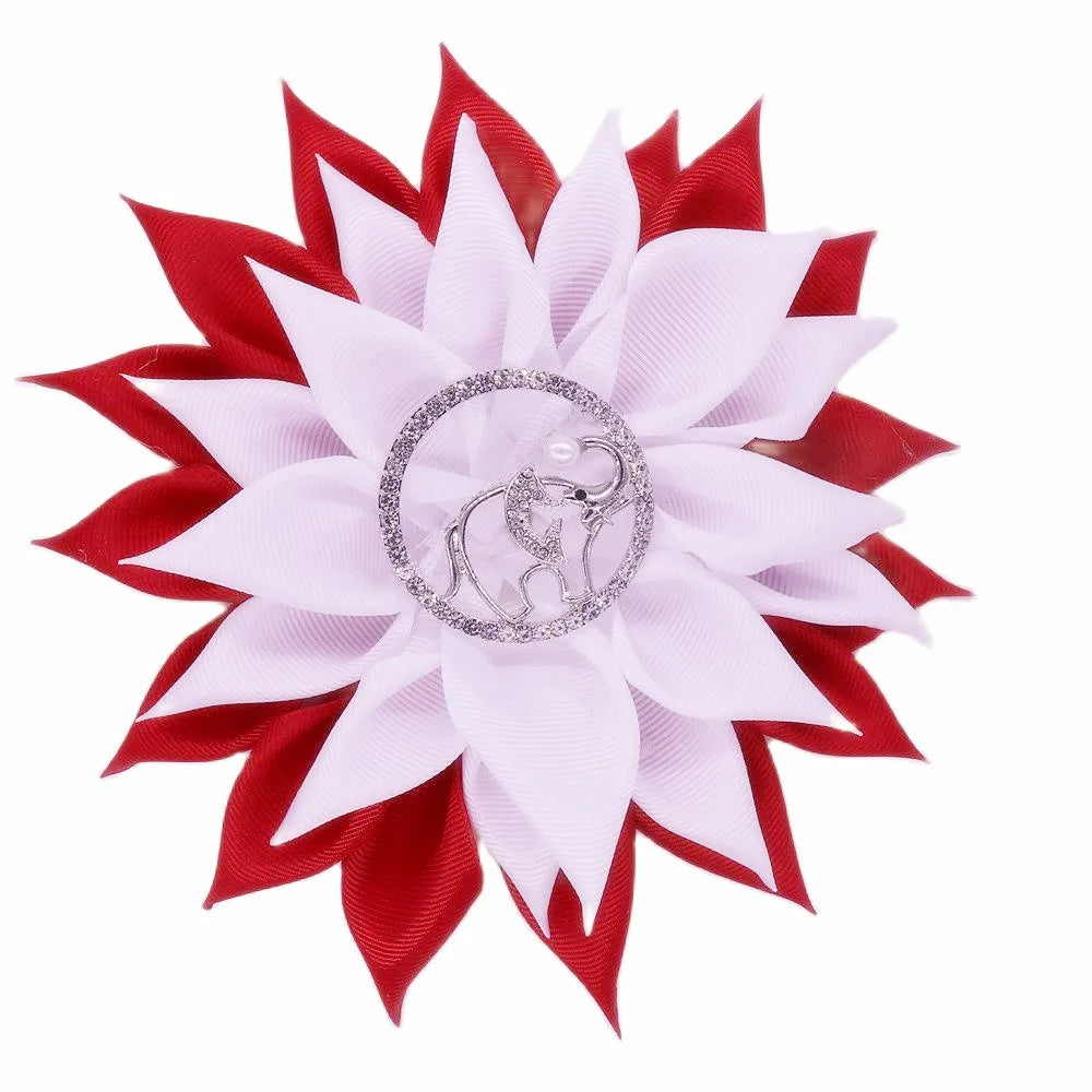 Fashion Party Gifts Layers Sun Flower Corsage Solid Ribbon Cute Elephant Greek Sorority Delta Sign Pin Brooch For Lady