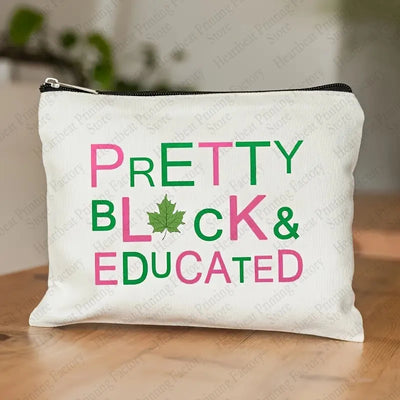 Alpha Kappa Alpha 'Pretty, Black, & Educated' Cosmetic Bag