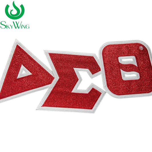 Embroidered Stitch Glittered Delta Sigma Theta Iron-On Patch