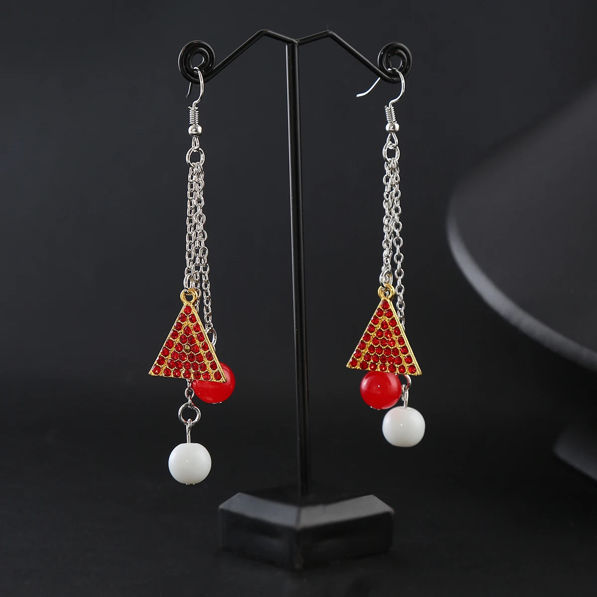 Dangle Red Rhinestone Delta Sigma Theta Earrings