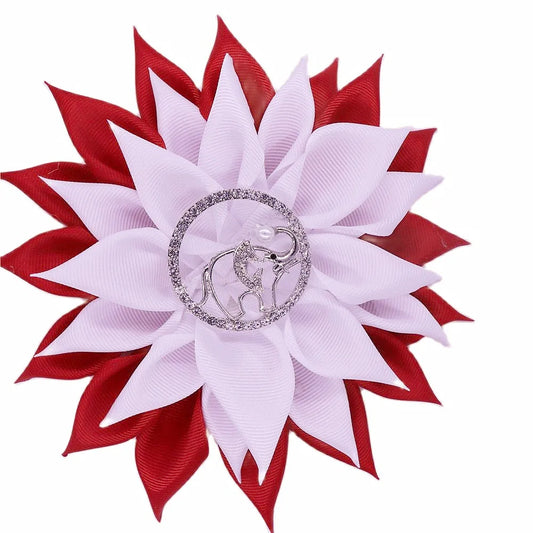 Fashion Party Gifts Layers Sun Flower Corsage Solid Ribbon Cute Elephant Greek Sorority Delta Sign Pin Brooch For Lady