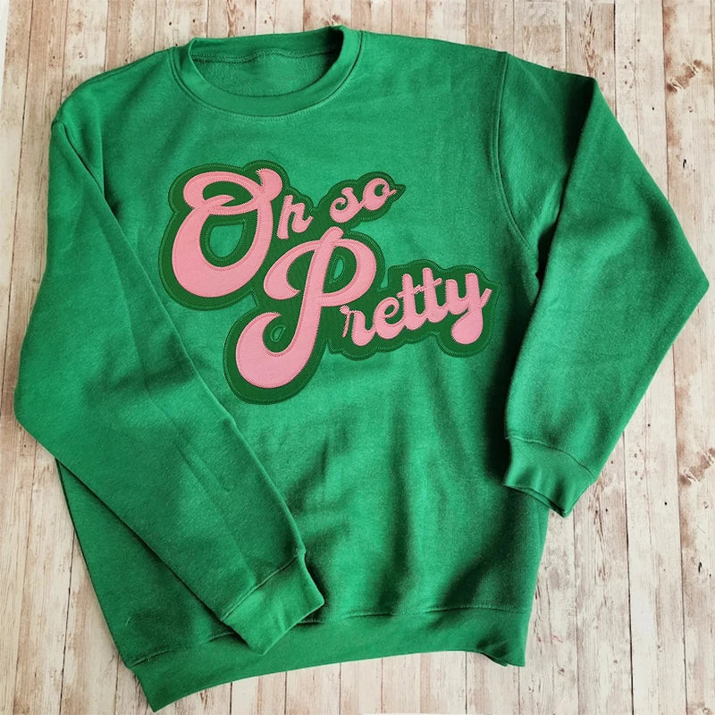 Large 'Oh So Pretty' Alpha Kappa Alpha Embroidered Iron-On Patch