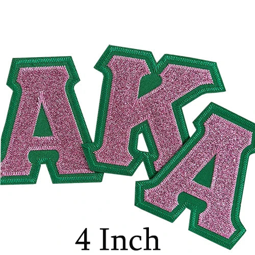 4 Inch Sparkling Stitch Glitter Alpha Kappa Alpha Embroidered Iron-on patches