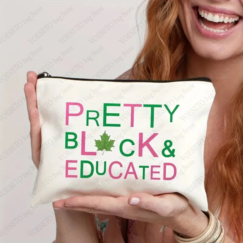 Alpha Kappa Alpha 'Pretty, Black, & Educated' Cosmetic Bag