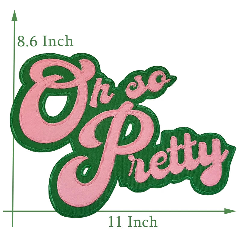 Large 'Oh So Pretty' Alpha Kappa Alpha Embroidered Iron-On Patch