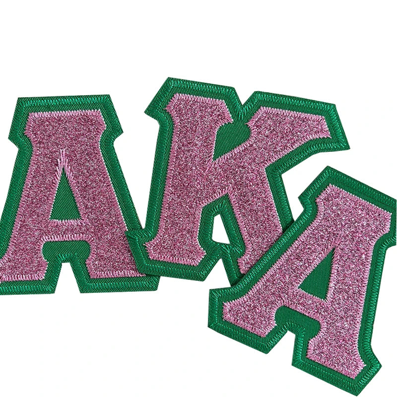 Sparkling Stitch Glitter Alpha Kappa Alpha Embroidered Iron-On Patch