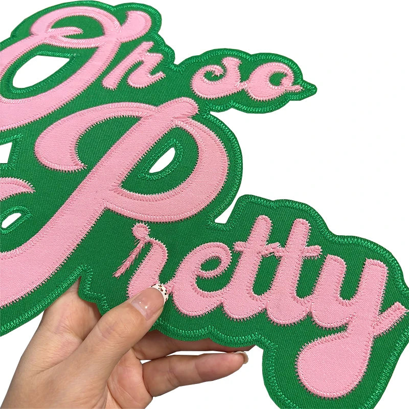 Large 'Oh So Pretty' Alpha Kappa Alpha Embroidered Iron-On Patch