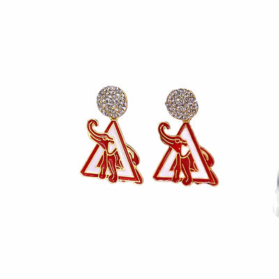 Red Soror Club Dear Triangle Delta Elephant Sorority Stud Earrings Greek Jewelry