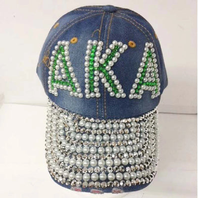 Alpha Kappa Alpha Rhinestone Denim Baseball Caps