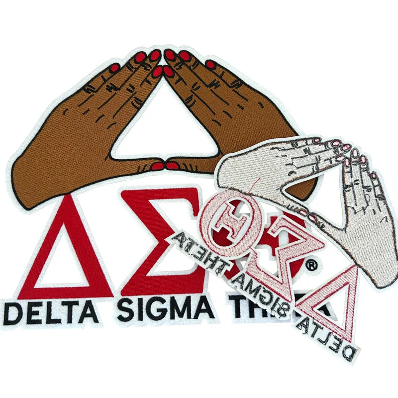 Red Embroidered Hand Sign Delta Sigma Theta Iron-On Patch