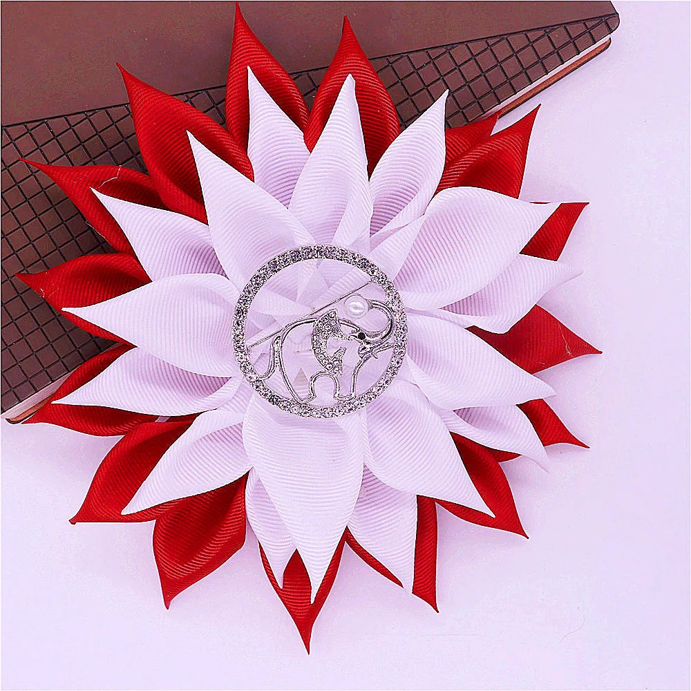 Fashion Party Gifts Layers Sun Flower Corsage Solid Ribbon Cute Elephant Greek Sorority Delta Sign Pin Brooch For Lady