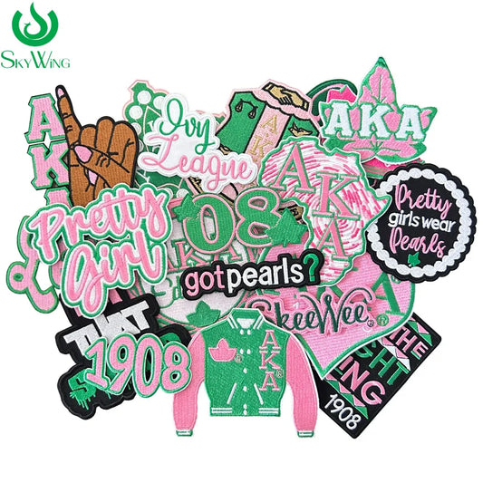 Embroidered Iron on Patches for Alpha Kappa Alpha Sorority