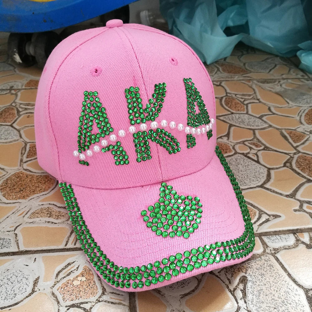 Alpha Kappa Alpha Rhinestone Denim Baseball Caps