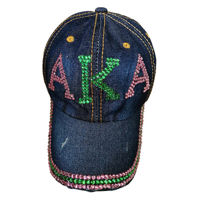 Alpha Kappa Alpha Rhinestone Denim Baseball Caps