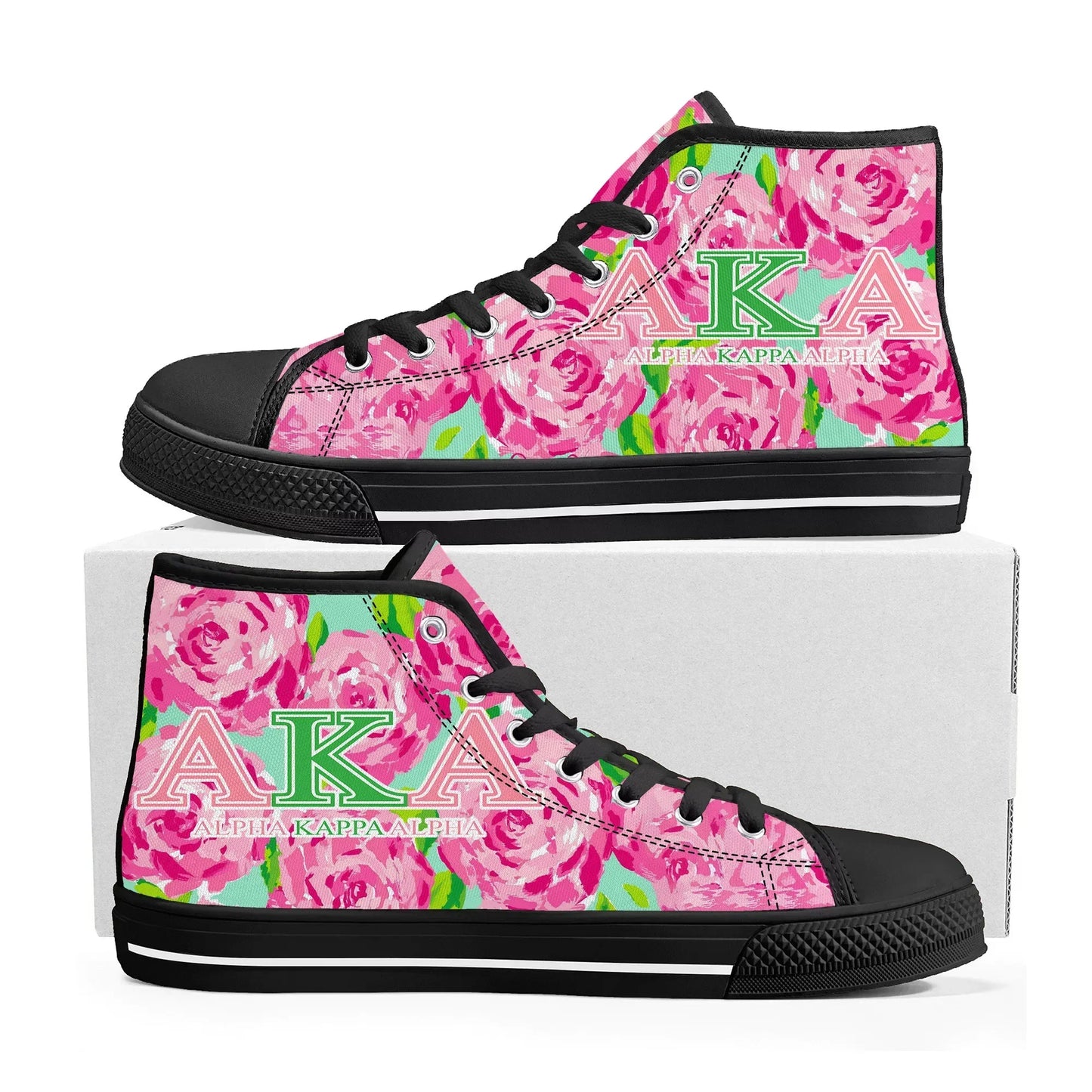 A-Alpha Sorority A-AKA 1908 High Top Sneakers K-Kappa A-Alpha Men Women Teenager Canvas High Quality Sneaker Shoe Customize Shoe