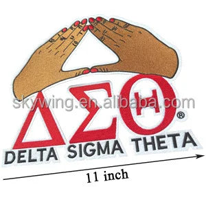 Red Embroidered Hand Sign Delta Sigma Theta Iron-On Patch