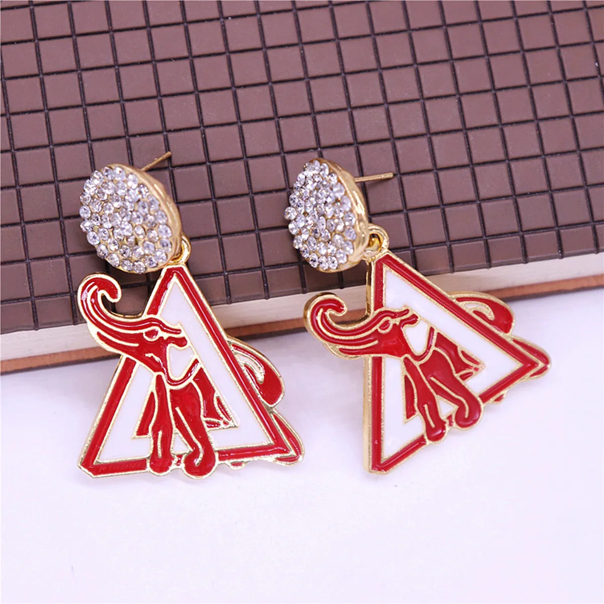 Red Soror Club Dear Triangle Delta Elephant Sorority Stud Earrings Greek Jewelry