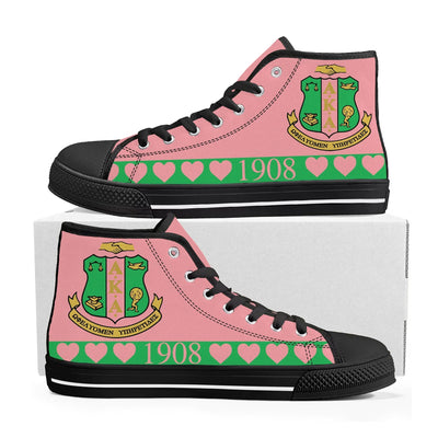 A-Alpha Sorority A-AKA 1908 High Top Sneakers K-Kappa A-Alpha Men Women Teenager Canvas High Quality Sneaker Shoe Customize Shoe