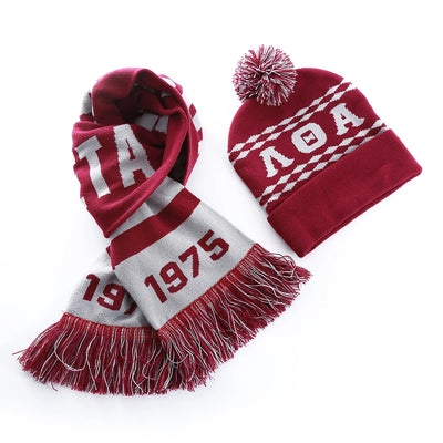 Greek Social Lady Group 1975 lambda delta alpha Sorority Scarf Hat Sets For Women